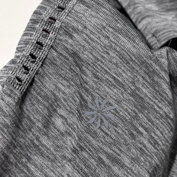 Athleta Gray Long Sleeve Perforated Top Medium Lightweight Activewear Stretchy - Picture 3 of 10